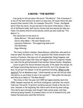 A MOVIE: “THE MATRIX”