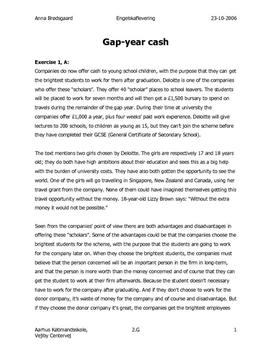 Gap-year cash
