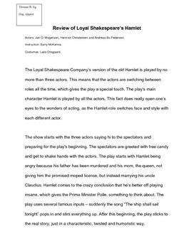 Review of Loyal Shakespeare’s Hamlet