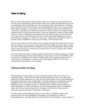 Uses of slang
