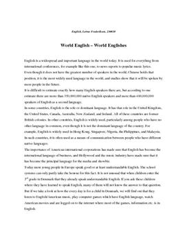 World English – World Englishes