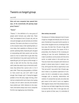 Tweens as target group