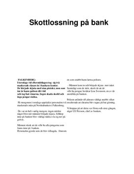 Bankrån på bank, nyhetsartikel