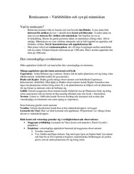 Renässansen – Världsbilden och syn på människan