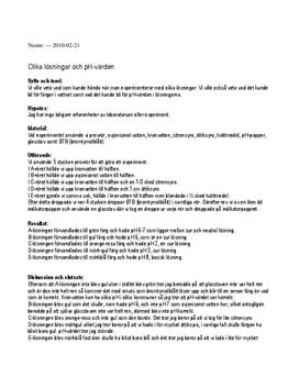 Olika lösningar och pH-värden