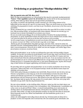 Utvärdering av projektarbete ”Musikproduktion 100p”