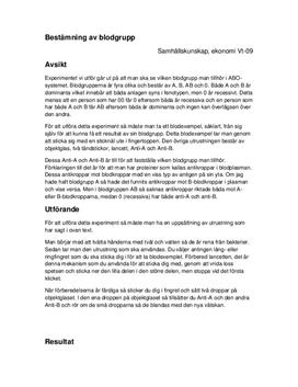 Bestämning av Blodgrupp