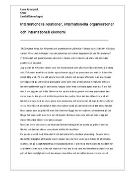 Internationella relationer, internationella organisationer och internationell ekonomi