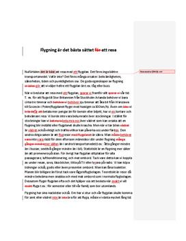 Argumenterande essä - Flygning är det bästa sättet att resa