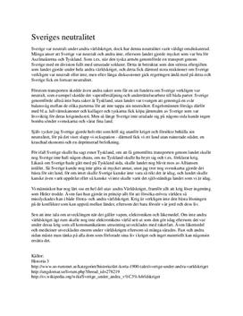 Sveriges neutralitet under 2vk