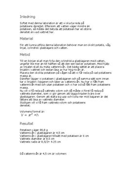 Densitet för potatis