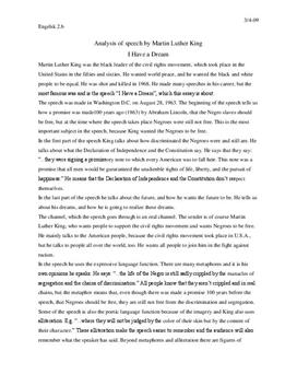 Martin luther king i have a dream speech analysis essay