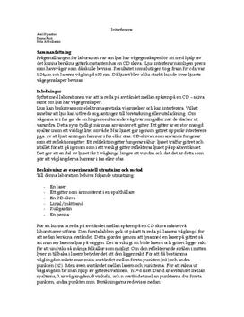 Interferens och gitterkonstant - Labbrapport i Fysik B