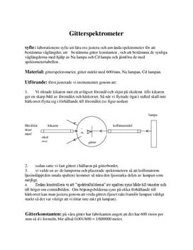 Gitterspektrometer - Labbrapport i Fysik B