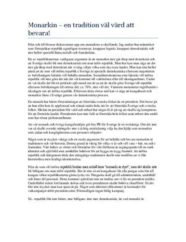 Bevara monarkin | Argumenterande text