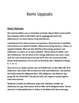 Fördjupningsuppgift: Atomer och periodiska systemet - Kemi, årskurs 9