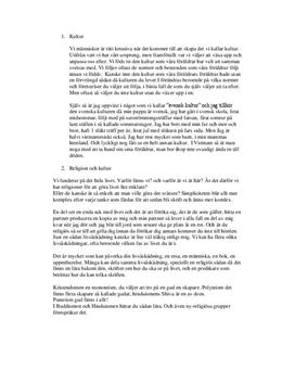 Fördjupningsuppgift: Kultur, Religion och Etik - Religionskunskap