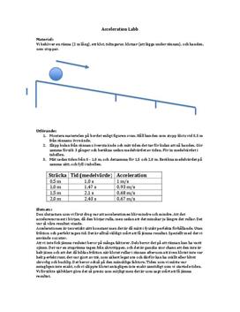 Labbrapport: Acceleration - Fysik