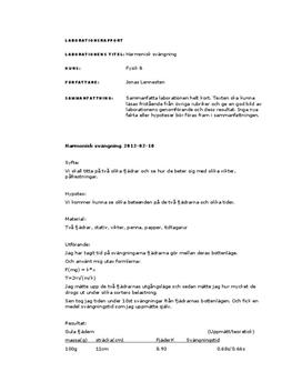 Labbrapport: Harmonisk svängning - Fysik B
