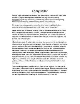 Fördjupning i Naturkunskap: Energikällor
