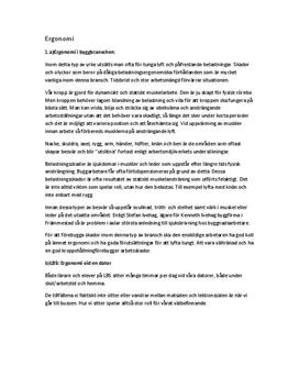 Fördjupningsuppgift: Ergonomi på byggarbetsplats och framför dator - Idrott och hälsa