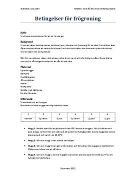 Labbrapport | Betingelser för frögroning | Biologi 1