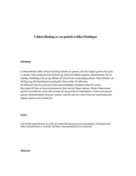 Labbrapport | Potatis i olika lösningar | Biologi A