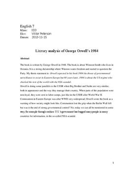 literary analysis essay for 1984