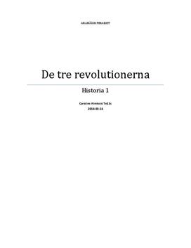 De tre revolutionerna | Fördjupningsarbete