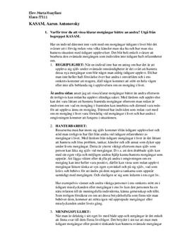Motgångar och KASAM | Diskuterande text