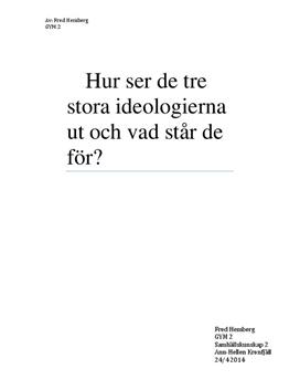 Tre politiska ideologier | Fördjupningsarbete