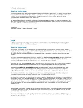 Fotosyntes, Liv, Svamp och Celler | Instuderingsfrågor