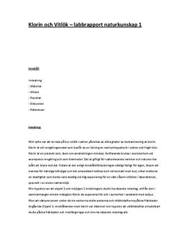 Vitlök och Klorin | Labbrapport