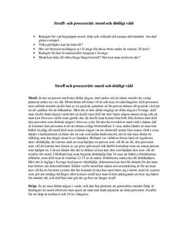 Straff- och processrätt: mord och dödligt våld | Utredande text