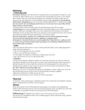 Fotosyntes | Olika växters odlingskapacitet | Labbarapport