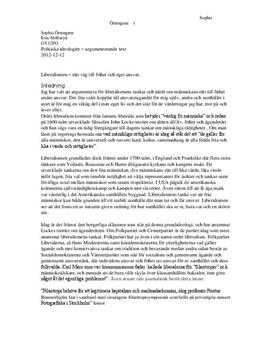 Liberalismen - den rätta vägen till frihet | Argumenterande text