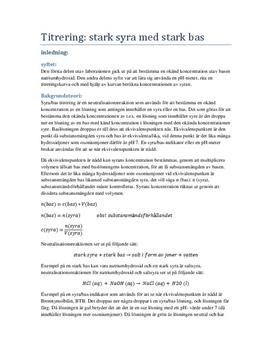 Titrering - koncentration av natriumhydroxid & pH-meter | Labbrapport