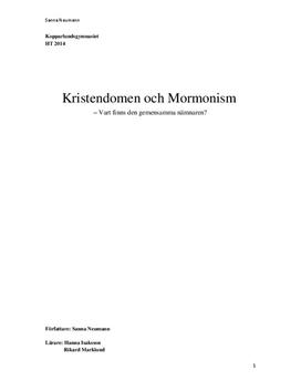 Kristendomen och mormonismen : Jämförande analys | Fördjupningsarbete