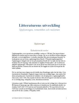 Litteraturens utveckling | Fördjupningsuppgift