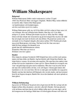 William Shakespeare | Sammanfattning