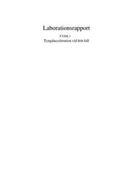 Labbrapport | Tyngdacceleration | Fysik