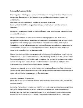 Integration, segregation, assimilering, pluralism | Sociologiska begrepp | Sammanfattning