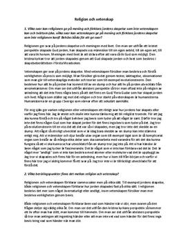 Religion och vetenskap | Instuderingsfrågor