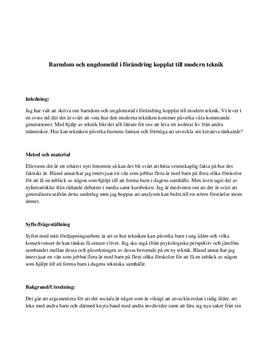 Barndom och ungdomstid i förändring | Nya medier | Fördjupningsarbete