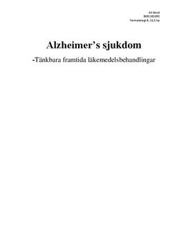 Behandling av Alzheimers | Fördjupningsuppgift