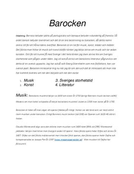 Barocken | Fördjupningsuppgift