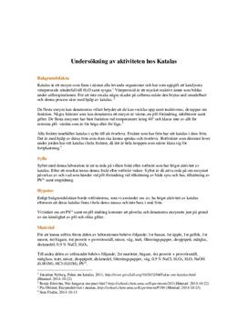 Undersökning av aktivitet hos katalas | Labbrapport