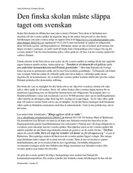 Gör det svenska språket frivilligt i Finland | Debattartikel