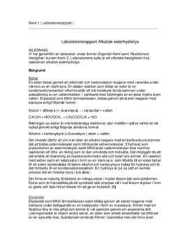 Alkalisk esterhydrolys: Etylacetat | Labbrapport