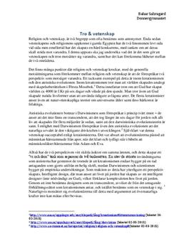 Förhållandet mellan tro och vetenskap | Utredande text